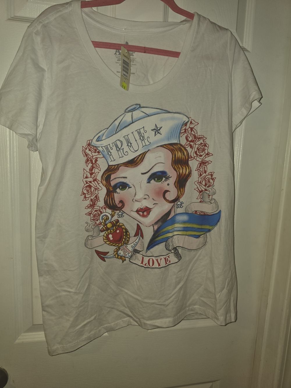 torrid White Sailor Girl Graphic Tee with Red and Blue Accents